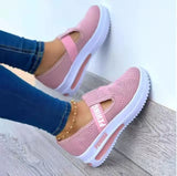 Breathable Mesh Round Toe Platform Sports Shoes Women Size 43 Velcro Wedge Casual Sneakers Women Non Slip Vulcanized