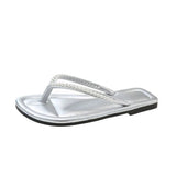 Breakj Slippers Women 2025 Summer New Korean Version Of Fashion Outside The Water Drill Clip Flat And Beach Cool