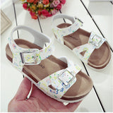 Summer Casual Kids Beach Print Cork Sandals for Girls Boys Children Outdoor Non-slip Flat with Cute Slide