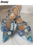 Women Sandals Summer Transparent Shoes Luxury Crystal Bowknot Slippers High Heels Mules Slides Ladies Party Wedding