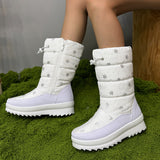 Breakj Autumn And Winter New Flat Bottom With Snow Boots Women Fashion Large-Size Round Head Side Zipper Long Barrel Women's