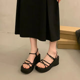 Summer Women's Shoes New Fashion Thick Sole Open Toe Sexy Round Head Buckle Casual Style High Heel Women's