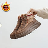 Breakj Velvet High Top Casual Shoes Female 2024 Winter New Student Ins Korean Version Warm Casual Platform Cotton Shoes