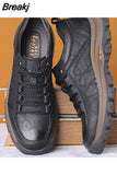 Brand New Men Casual Shoes Spring Split Leather Thick Buttom Wear-resistant Shoes British Style Men's Fashion Sneaker