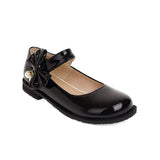 Fashion Pearl Bow Hook Loop Flat Heel Black Cosplay Lolita Mary Jane Shoes for Women Round Toe Ankle Strap Platform School