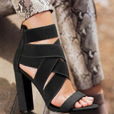 2022 New Style Fashion Ladies Summer Sexy High Heel Party Shoes Ladies Open Toe Thick With Women's High Heels