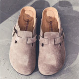 2023 New Beach Cork Slippers Casual Men Buckle Nubuck Leather Closed Toe Women Outside Slide Slip on
