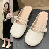 Half Slippers Female Spring Outside Wear 2024 New Flat Bottom Lazy Leisure Versatile Retro Gentle Fairy Wind Cool