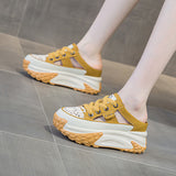 Breakj Summer Head Hollow Half-Slippers Women Wear Internal High Casual Shoes Fashion Thick Soles Pedal