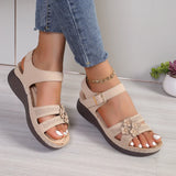 Breakj 2024 Retro Summer Anti-Slip-Soled Sandals Women's Line Glued Slopes And Flower