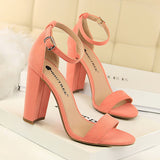Breakj Women's Shoes Summer High Heels Fashion Simple Thick Heel High Heel Sexy Nightclub A Word Belt