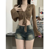 Breakj Babes High-Waisted Denim Shorts Female Design Feel Niche Water Wash To Make Old A-Word Autumn Winter