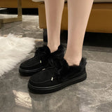 Breakj Boots Women Winter Round Head Thick Soles Plus Velvet Thick Cotton Shoes Women Sewing Shoes Snow Boots