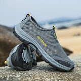 Men's casual shoes, mesh breathable sports shoes, outdoor beach anti-skid men's shoes, flat bottomed casual hiking