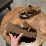 Breakj Half Slippers Women Wear 2025 Spring And Summer New Retro Fashion Pine Cake Thick Bottom Comfortable Lazy People Cool