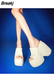 Dropship Brand New 2023 Summer Chunky Platform Wedges Women Slipper Mules Shoes Comfy Fashion Woman Shoes