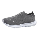 Shiny Crystal Knitted Sneakers for Women Plus Size Light Slip on Flats Shoes Woman Casual Soft Bottom Sock Shoes