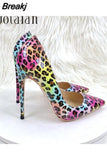 Leopard Print Women Pointed Toe Stiletto Pumps Sexy Celebrity Night Club Party High Heel Shoes Woman Large Size