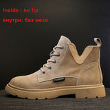 Women Genuine Leather Motorcycle Boots Round Toe Lace Up Shoes Thick Med Heel Ladies Ankle Boots 2021 Autumn Winter