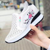 2023Women Comfortable Casual Shoes Summer Slip on Loafers Mixed Colors Hollow Out Increasing Internal Height Sneakers