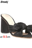 New 2023 Summer Woman Mules Shoes Sandals Super High Heel With Butterfly-knot Sweet Lady Office Shoes Plus Size
