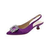Size Baotou Sandals Women 2023 Summer New Fashion Pointed Diamond Square Buckle Fine Heel Fashion Sandals