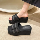Breakj Slope And Slippers Women Wear 2025 New Thick-Soled Leisure Beach Women's Shoes Buckle Cool Drag