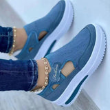 Breakj Spring And Summer New Large-Size Leisure Single Shoes Women Thick Sole Flying Weaving Breathable Magic Stick Casual Mesh