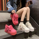 Breakj Autumn And Winter New Father Female Pure Color Small White Shoes Increased Platform Comfortable Wear Students