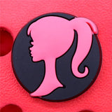 1 pcs Pink Girl Shoe Charms Rose Love Letter Pull Hook Ring Shoes Accessories Decoration Fit Croc Jibz Kids