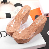 New Summer Transparent Platform Wedges Sandals Women Fashion High Heels Female