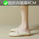 Breakj Slippers French Inside Heighten Grandma Shoes Female 2024 Summer New Comfortable Small Mary Jane Beans Single