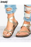 Women Fashion Gladiator Cork Sandals New Casual Beach Non-slip Buckle Strap Sandalias