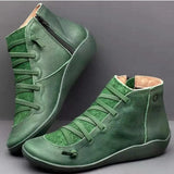 2019 Booties Woman Lace Ankle Boots Suede Stitching Boots Short Arch Support Comfortable Soft Bottom Female Boot Big
