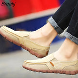 Shoes Men Breathable SlipOn Flat Canvas Shoes Spring and Summer Men's Loafers Comfortable Breathable Sneakers Plus