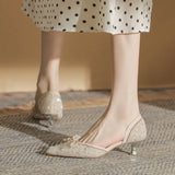 Crystal High Heels Female 2023 New Temperament Hollow Thin With Pointed Sexy Shallow Dress Wedding