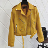 New Women Pu Leather Jacket Fashion Bright Color Black Motor Coats Short Faux Leather Biker Jackets Coat