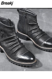 Men Leather Boots Zipper Casual Ankle Boot Breathable Big Size 48 47 46 Male Motorcycle Boots Shoes Footwear Combat