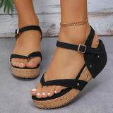 Clip Toe Wedge Sandals Women Summer Ankle Buckle Platform Sandles Woman Comfy Thick Bottom Gladiator Sandals Size