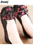 35-42 Genuine Leather Summer Flats Women Soft Slip-On Flat Shoes Black Red Floral Mom Loafers Moccasin Lady Designer