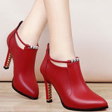Breakj New Martin Boots Women Autumn Sharp Boots Women High Heel Shoes Autumn Leather Boots Women Fashion