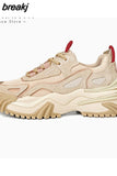 Size 35-40 Casual Sneakers Real Leather High Heels Shoes For Women Summer 2023 Fashion Platform Pumps Chunky
