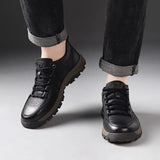 Brand New Men Casual Shoes Spring Split Leather Thick Buttom Wear-resistant Shoes British Style Men's Fashion Sneaker