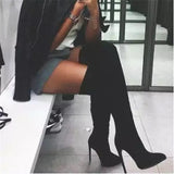 Breakj Knee-High And Knee-High Women's New Large Size 43 Velvet Fine And Elastic Boots Plus Velvet