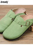 2023 New Beach Cork Slippers Casual Men Buckle Nubuck Leather Closed Toe Women Outside Slide Slip on