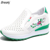 2023Women Comfortable Casual Shoes Summer Slip on Loafers Mixed Colors Hollow Out Increasing Internal Height Sneakers