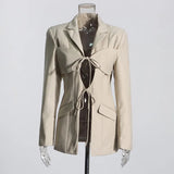 Australian Show Small Suit 2025 New Tying With Sexy Hollow Irregular Splicing Senior Sense Blazer