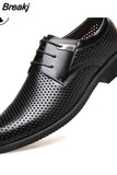 Fashion Formal Men Shoes Punch Lace Breathable Hollow Business Dress Shoes Genuine Leather Casual Sandals Oxfords
