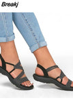 Size Sandals Women 2023 Summer Comfort Soft Sole Flat Beach Shoes Sandals Casual Wedges Sandals Womens Closed Toe