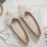 Blue Bow-knot Ballet Flats Women Shoes Loafers Ballerina Woman Elegant Cozy Pointed Toe Shallow Moccasins Size